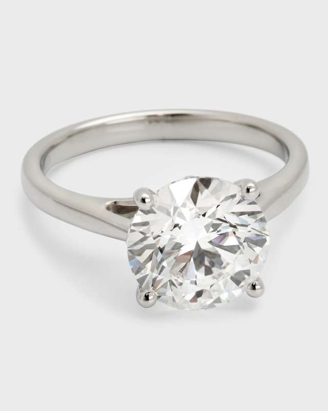 Lab Grown Diamond Platinum Round Solitaire Ring, Size 6, 3.0tcw